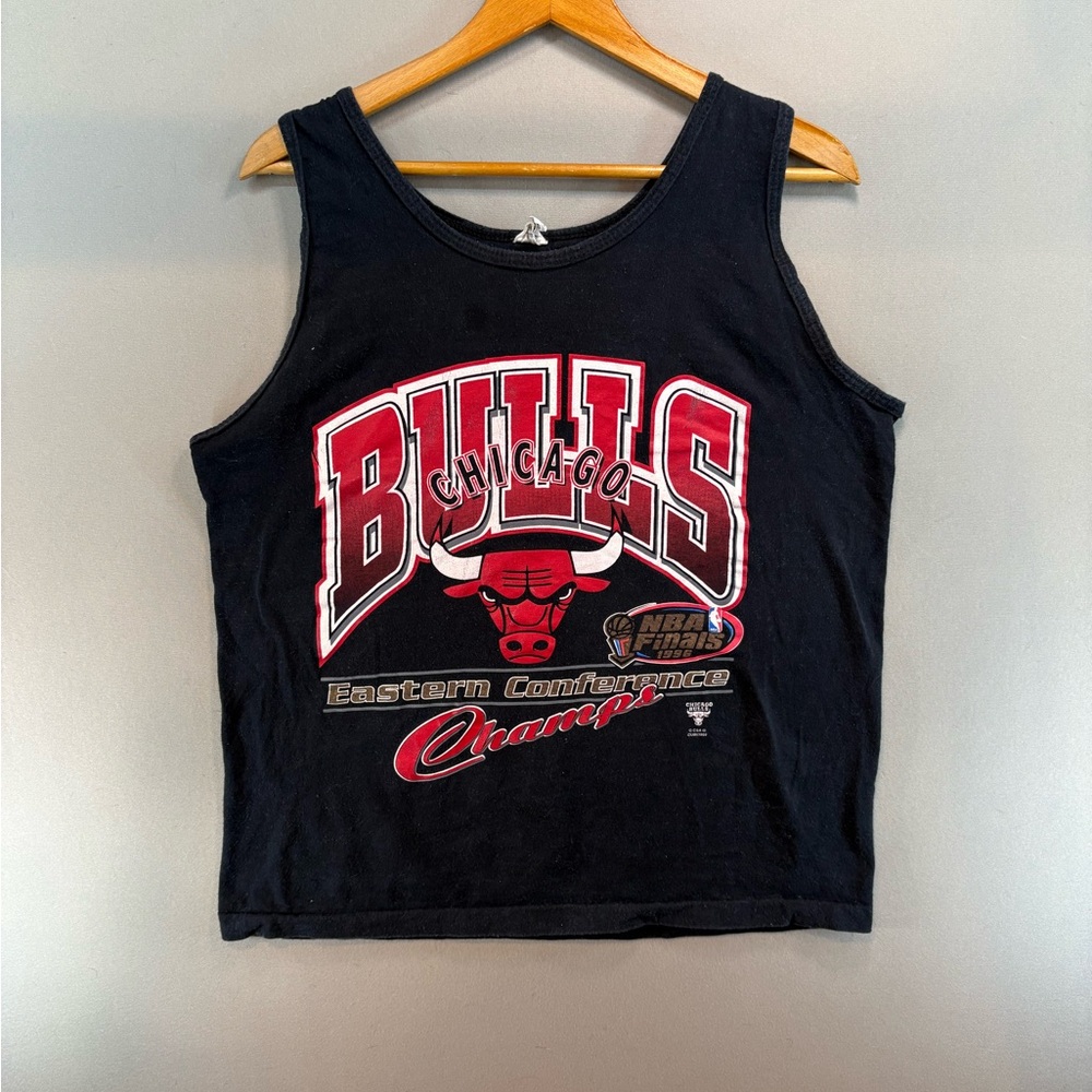 Vintage Chicago Bulls Eastern Conference Championship Tank Top Large Retro Black